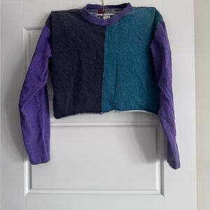 Vintage Colorblock Long Sleeve Crop Top